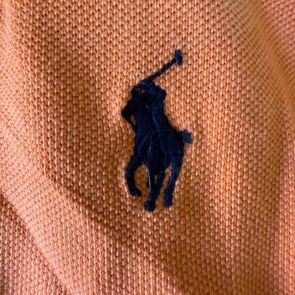 Polo Ralph Lauren Preppy Short Sleeve Striped Orange Pony Rugby Polo Shirt L - Picture 4 of 5